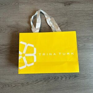 Trina Turk Tote Bag with Ribbon Handles - Yellow / White